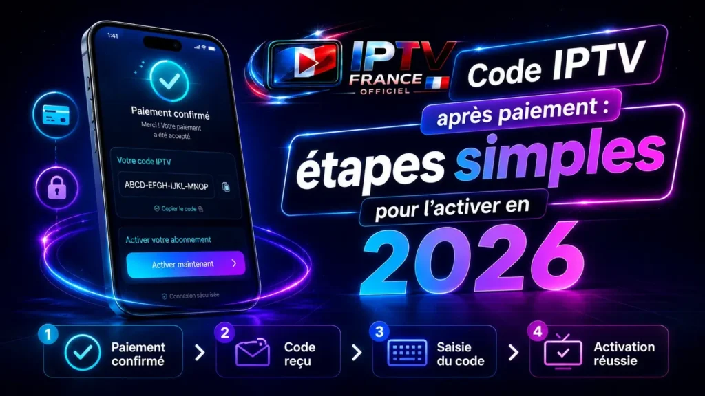 Code IPTV après paiement avec paiement confirmé et étapes simples pour l’activer en 2026