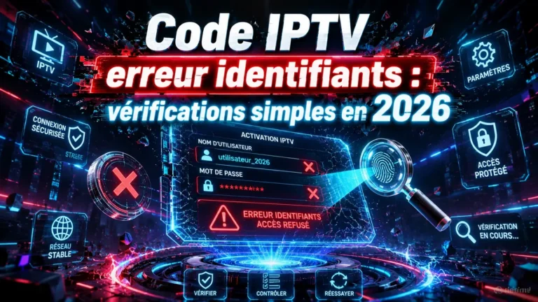 Code IPTV erreur identifiants avec vérifications simples à effectuer en 2026