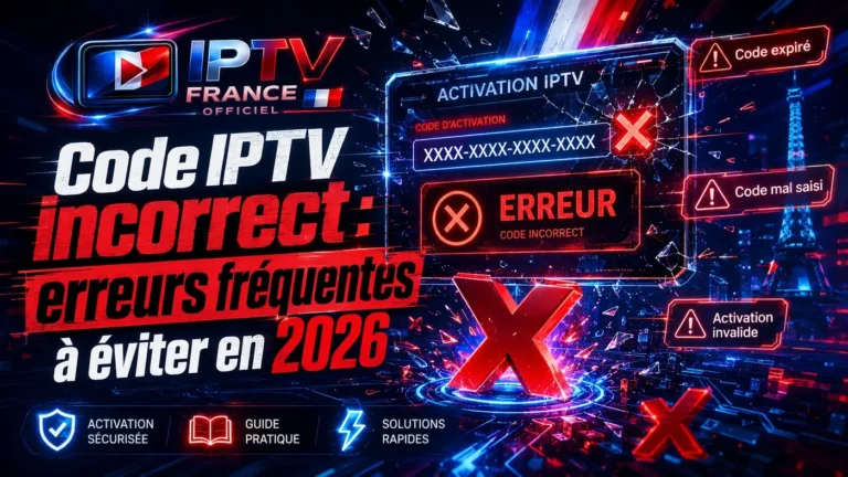 Code IPTV incorrect avec erreurs fréquentes à éviter en 2026 et écran d’activation IPTV en erreur